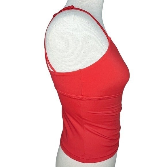 PrAna Merrow Tankini Top sz XS * strappy back coral orange light padding swim - Picture 5 of 8